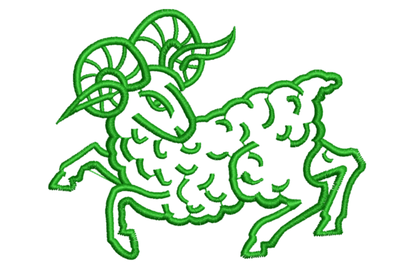 Aries Zodiac Ram Embroidery Design