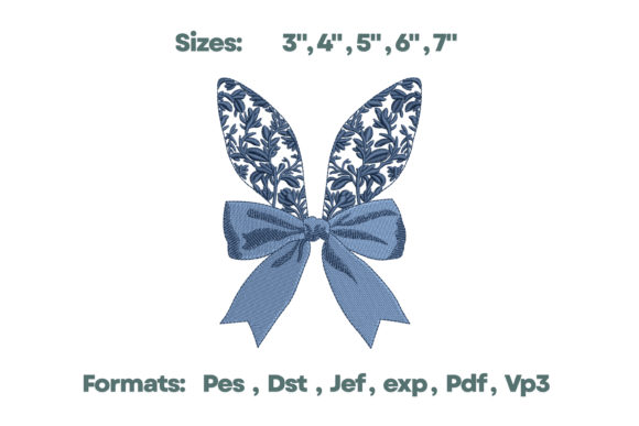 Blue Lace Bunny Ears Embroidery Art