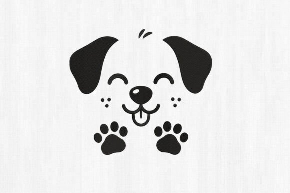 Cute Puppy Face Embroidery Design Art