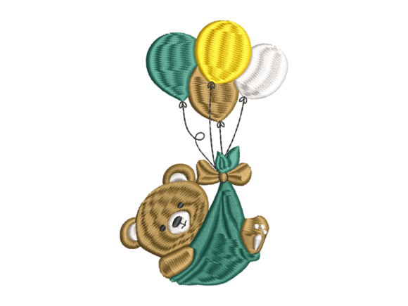 Flying Bear Balloon Embroidery: A Playful Touch for Small Business Branding