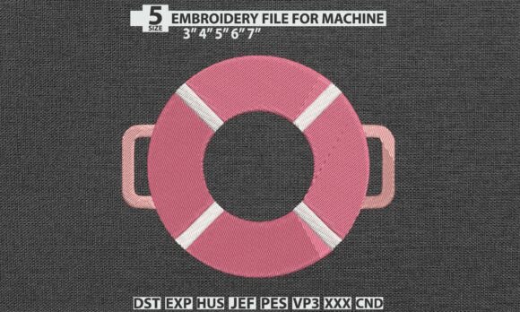 Lifebuoy Embroidery Design: A Nautical Touch for Summer & Holiday Crafts