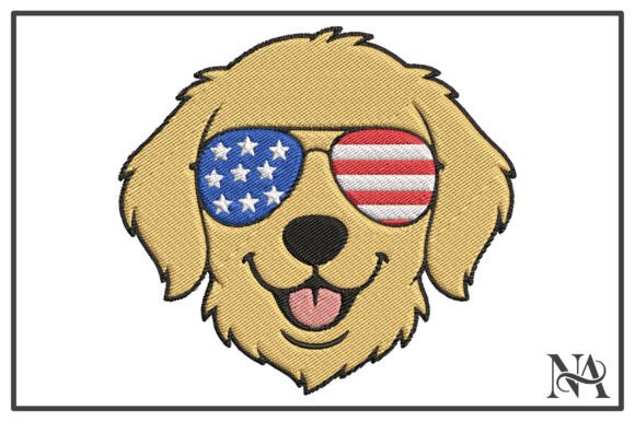 Patriotic Dog USA Sunglasses Embroidery