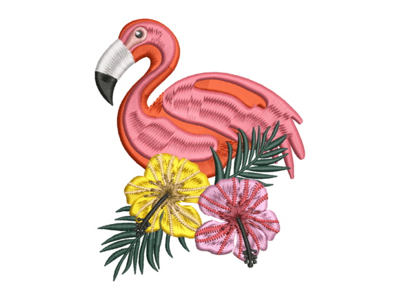 Tropical Flamingo Embroidery Design